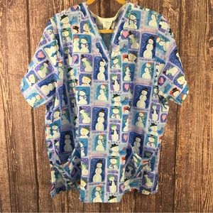 Tafford snowman scrub top